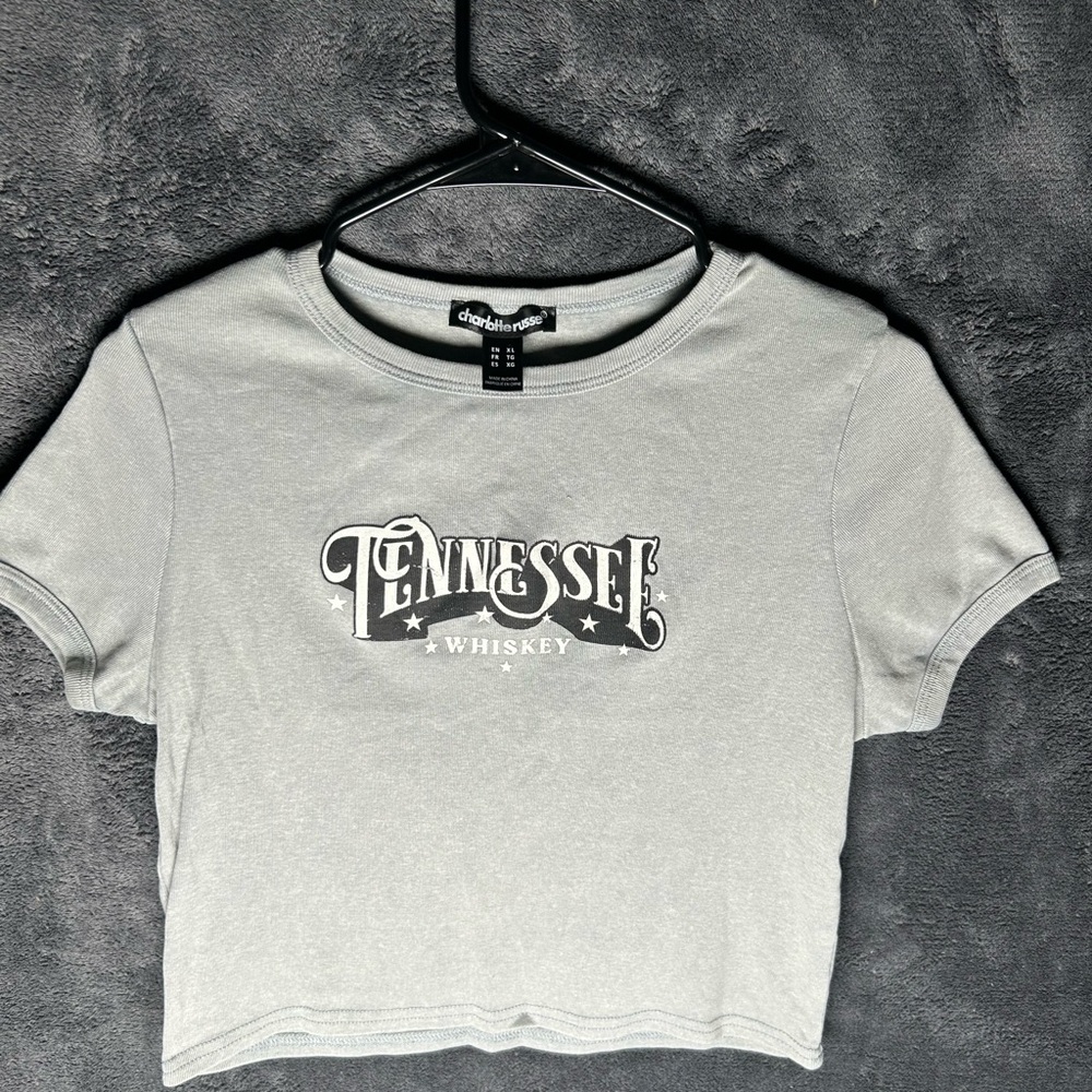 Charlotte Russe Graphic Crop T-Shirt White Black